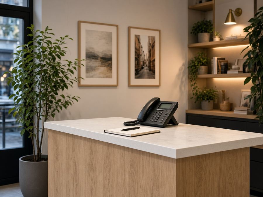 Contact desk at Solid Orbit Workshops in Kraków